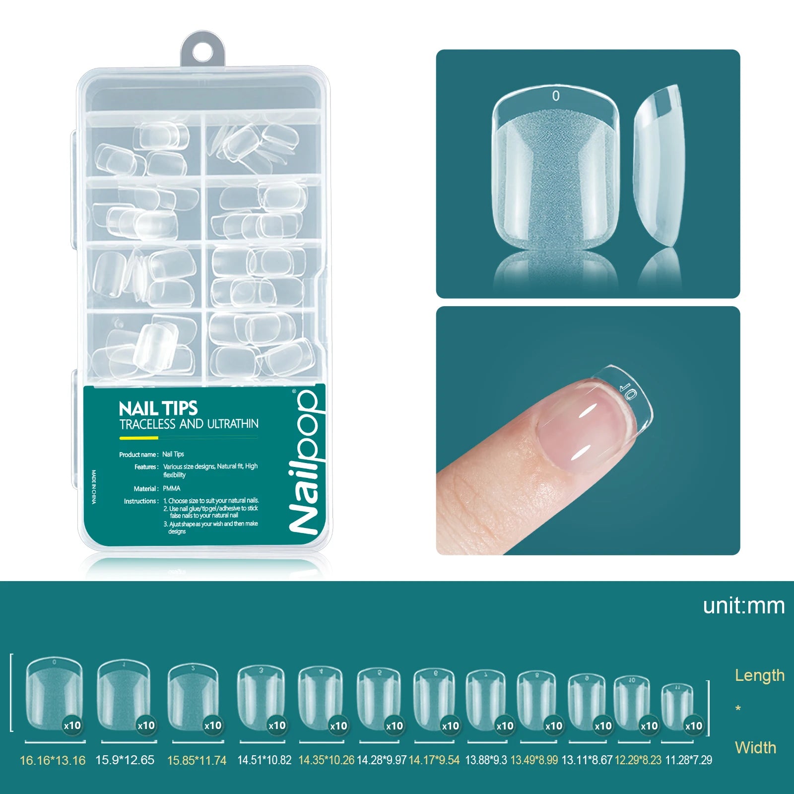 Nailpop Soft Gel Tips For Nails Acrylic Material Half Almond Artificial Nail Capsule Accessories Tool Art Salon 120pcs/box