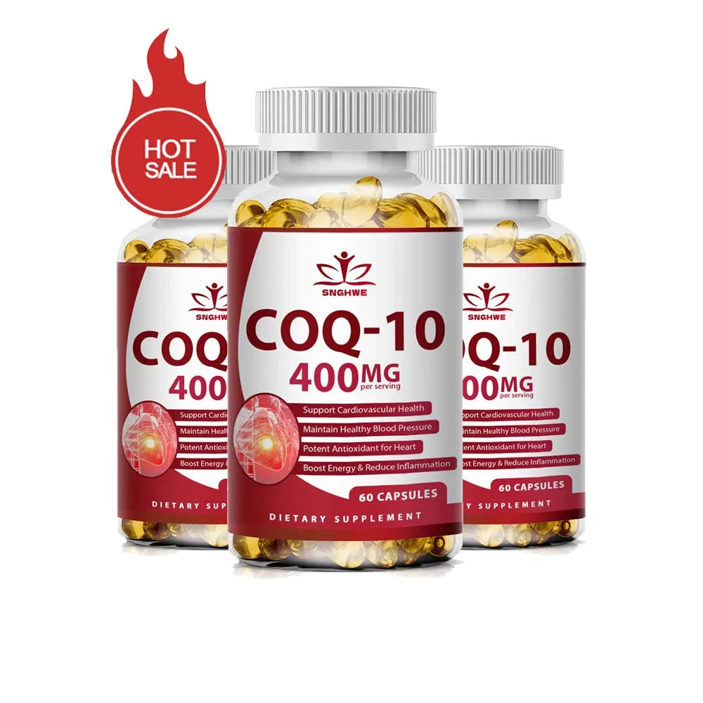 120pcs Organic Q10 Coenzyme 400mg Capsules Cardiovascular and Heart Health Energy Vitamins Beauty and Health