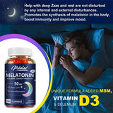 Melatonin Gummies 50mg - Sleep Support, Stress Relief, Improved Sleep Quality, Boosted Energy Production, Increased Vitality