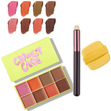 Multi Cream Eyebrow Blush Highlighter Palette Long Wearing Eyeshadow Palette Matte Shimmer Finish With Free Brush & Powder Puff