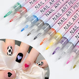 12Pcs/Set Colourful Waterproof Nail Art Graffiti Pen DIY 3D Nail Art Drawing Pen Abstract Line Manicure Tool Painting Liner