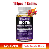 Biotin+Collagen+Keratin Capsules, Hydration, Promotes Hair Growth, Strengthens Weak Nails, Joints & Bones, Anti-Aging, Whitening