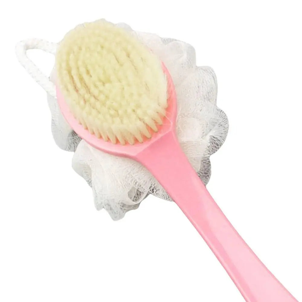 2-in-1 Double-sided Long Handle Shower Brush Exfoliating Soft Bristle Shower Tools Body Clean Shower Brush Gentle Cleaning Tools