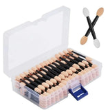 100PCS Disposable Double-Headed Eye Shadow Sponge Applicators 6.5cm with Container for Eyeshadow Stick