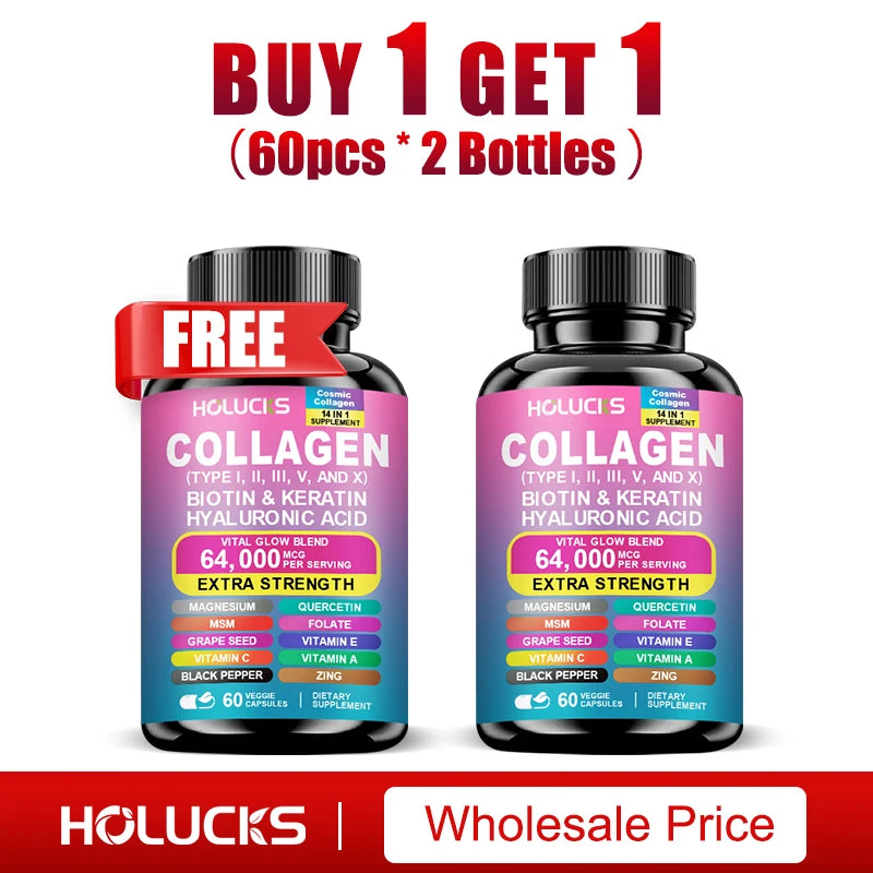High Strength Collagen Complex, with Biotin, Hyaluronic Acid, Antioxidant, for Firm Skin, Strong Joints, Bone, Hair and Nails