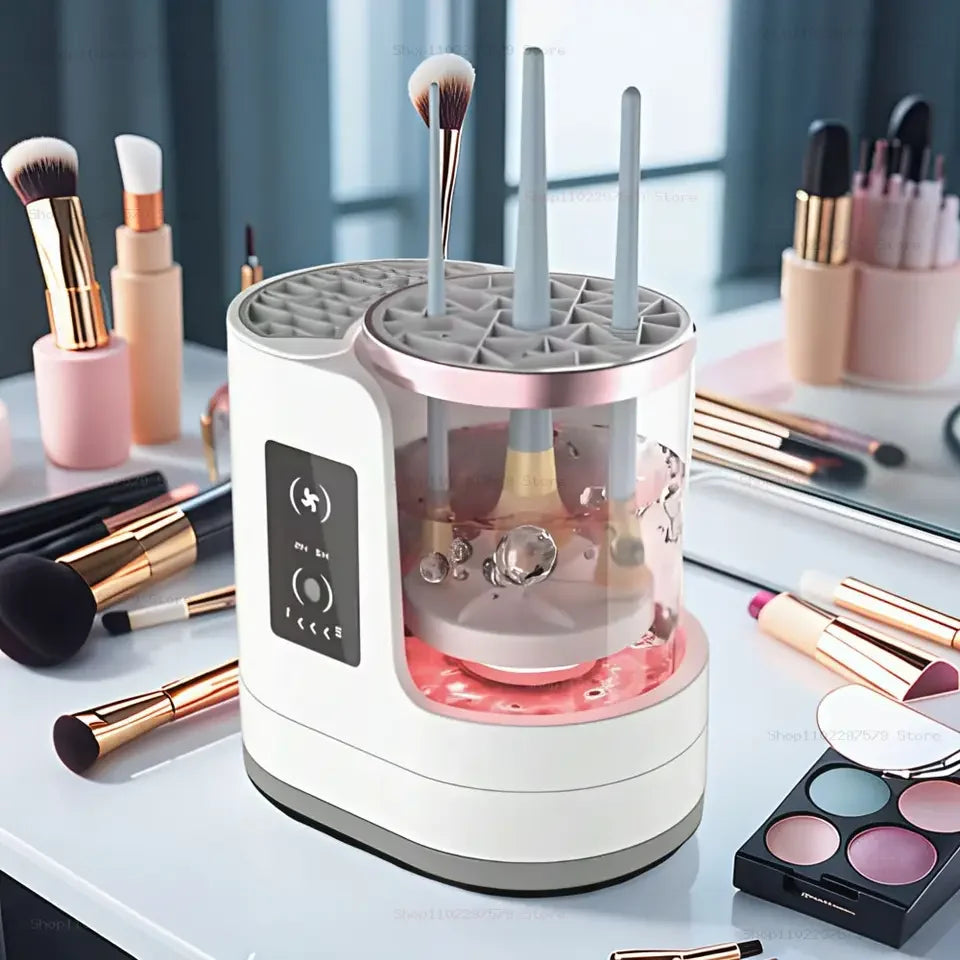 3 IN 1 Electric Makeup Brush Cleaner Machine With Makeup Brush Dryer-Holder-Portable Automatic USB Cosmetic Brushes Cleaner Tool