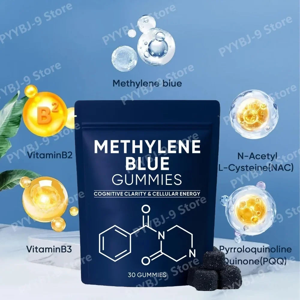 Methylene Blue Gummies 30 Count 5mg USP Grade High Purity Formula for Cognitive Clarity Cellular Energy Daily Wellness Support