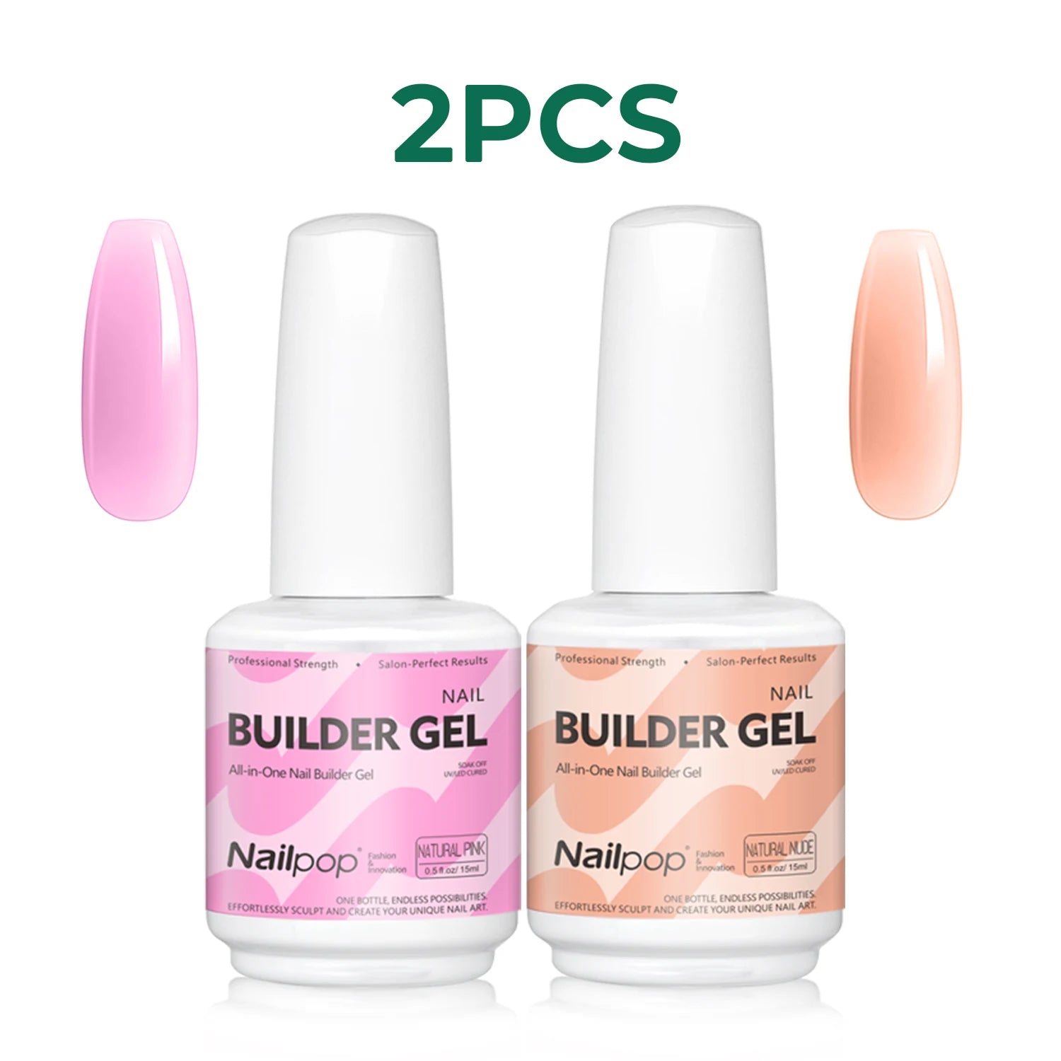 Nailpop 7 IN 1 Nail Glue Gel 15ml Gellack UV Nails Builder Gel Apex & Extension Soak off Base Gel Top Coat  HEMA FREE
