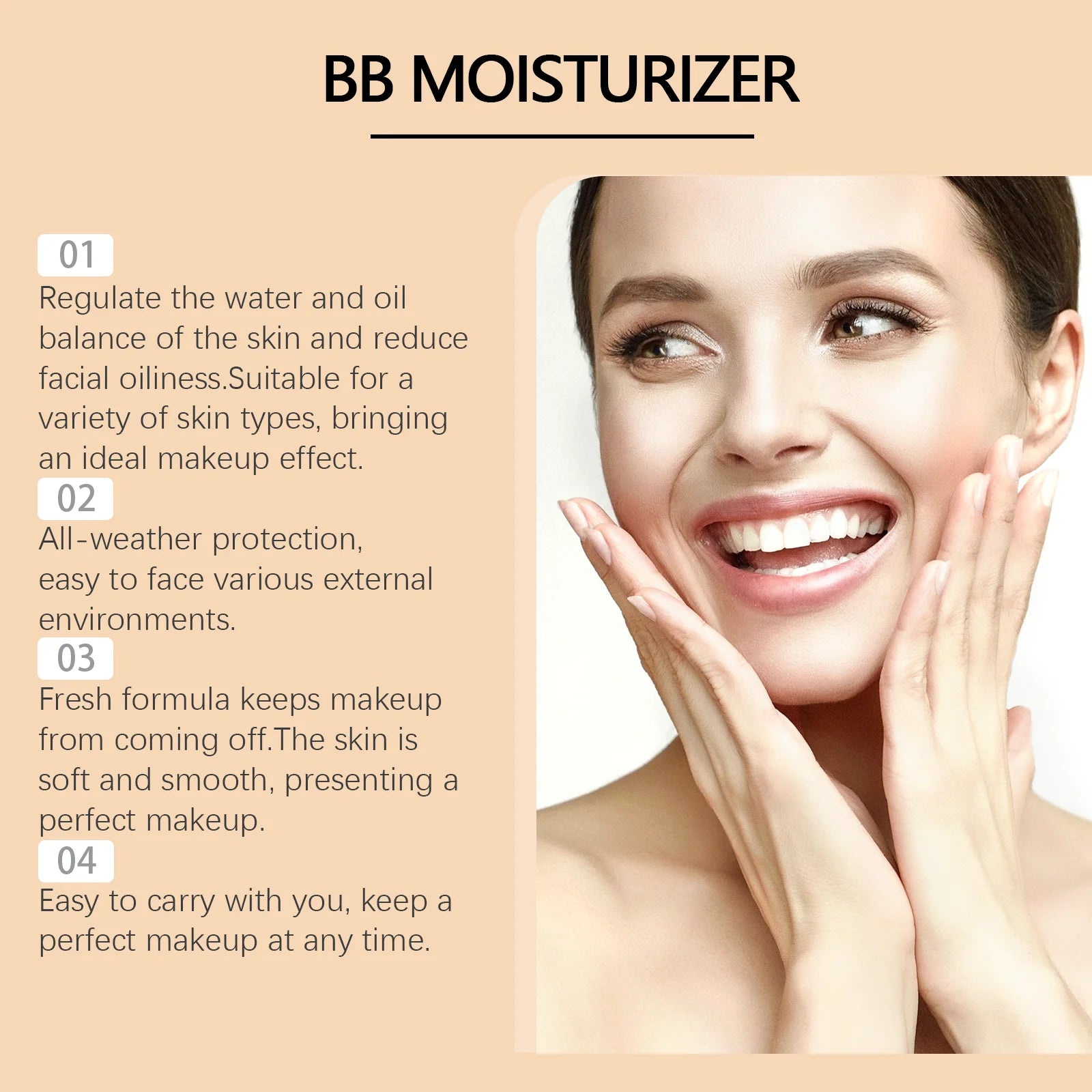 Sunscreen Bb Cream Serie Spf30 Long Time Moisturize Full Coverage Sheer Tint Coverage Oil-Free ﻿Make up Foundation