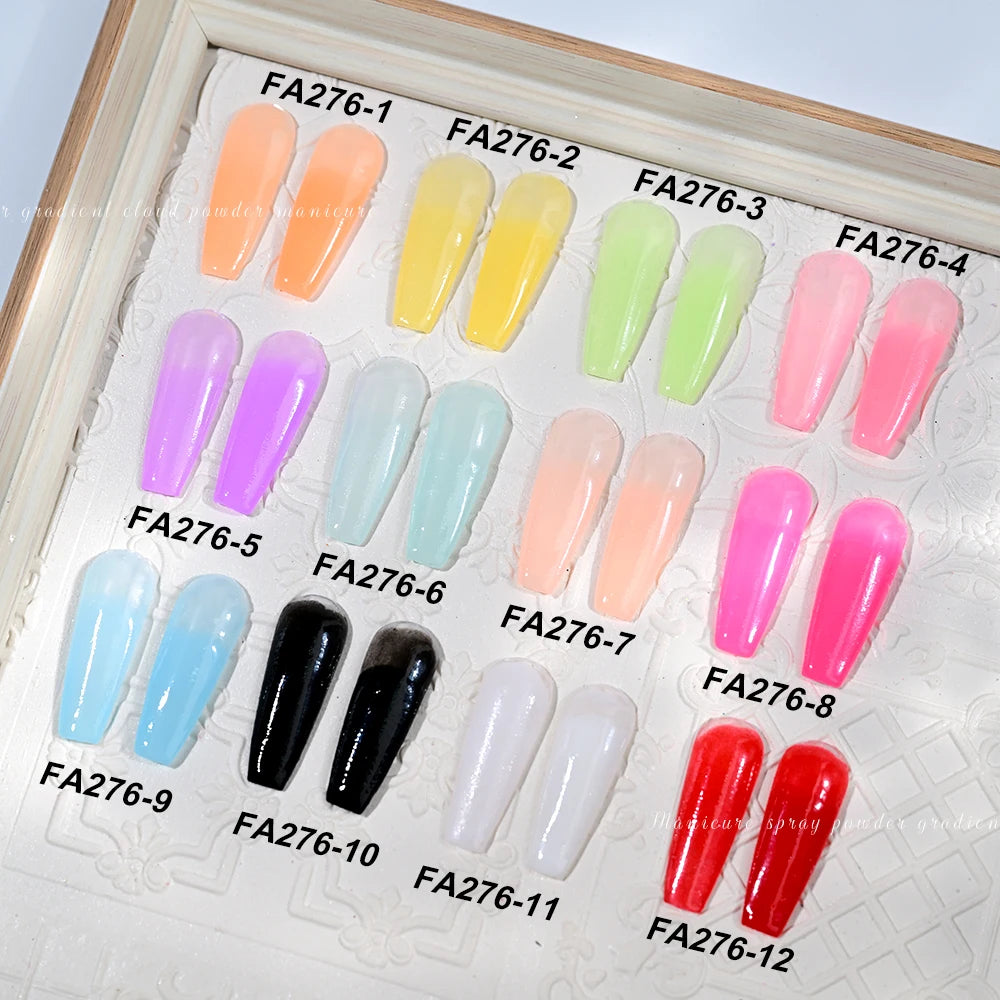 10g/bottle Nail Art Ombre Spray Powder Pearl Gradient Nail Pigment 12colors Blush Ombre Neon Nail Spray Powder Nail Supplies #FA