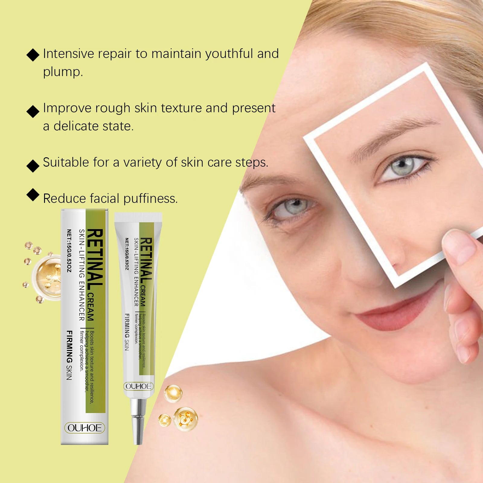 Retinol Cream Smoothing Wrinkle Firming Hydrating Barrier Support Radiant Fade Fine Lines Moisturizing Tightening Face Cream
