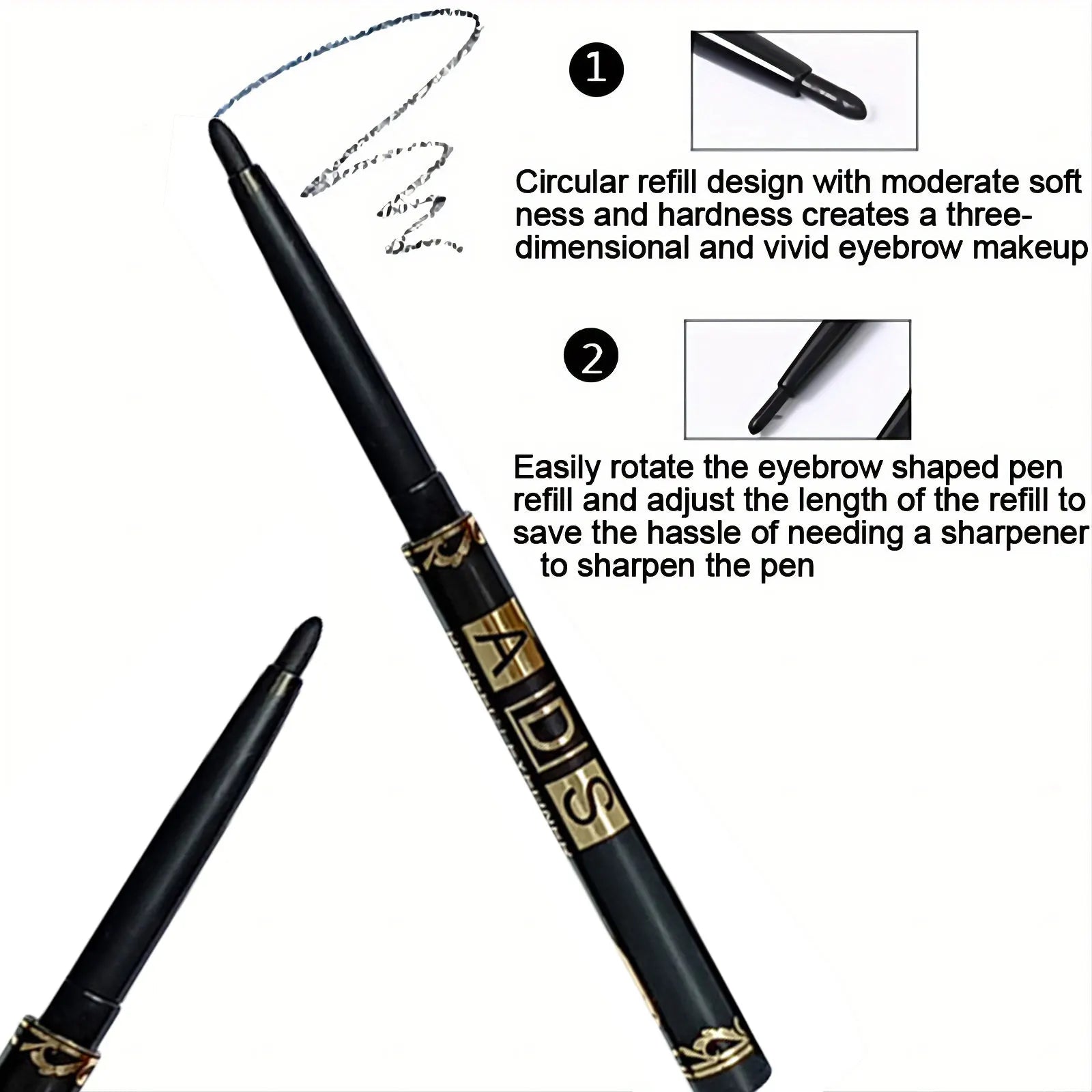 3pcs Black Eyeliner Pencils -Waterproof, Sweatproof & Smudge-Proofwith Easy Twist Application for Flawless Eye Makeup