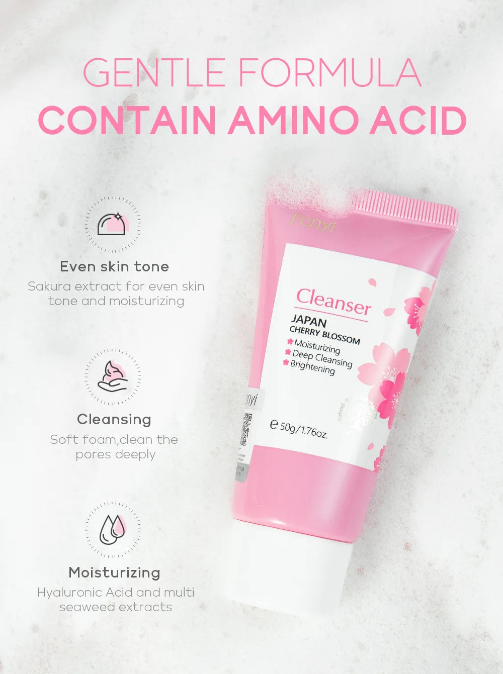Vitamin C Facial Cleanser Deep Cleansing Moisturizing Blackhead Removal Gentle Foam Hydrating Non-Drying Face Wash Cleanser