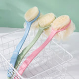 2-in-1 Double-sided Long Handle Shower Brush Exfoliating Soft Bristle Shower Tools Body Clean Shower Brush Gentle Cleaning Tools