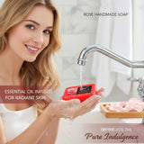 Rose essential oil soap deeply cleanses your face and body, leaving a long-lasting fragrance while moisturizing and hydrating