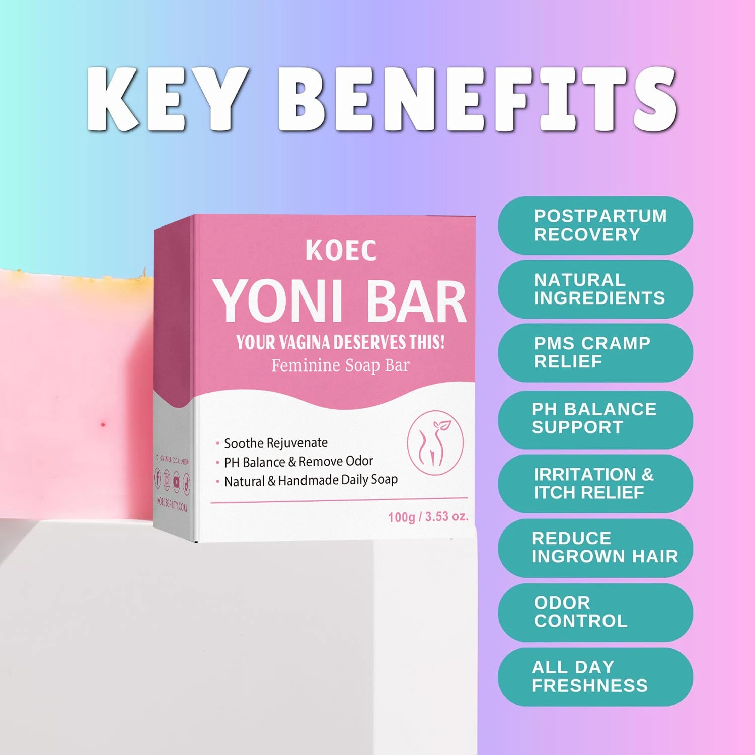 Premium Yoni Bar – Natural Feminine Care Soap for pH Balance, Odor Control & Hydration Daily Intimate Hygiene Handmade & Vegan