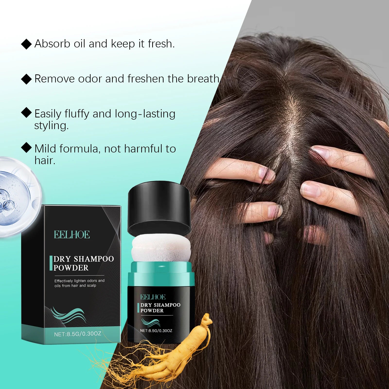 EELHOE Dry Shampoo Powder for Volumizing Hair - Oil Control, Refreshing Hair Quality, No-Rinse, Matte Finish, Dry Shampoo 8.5g
