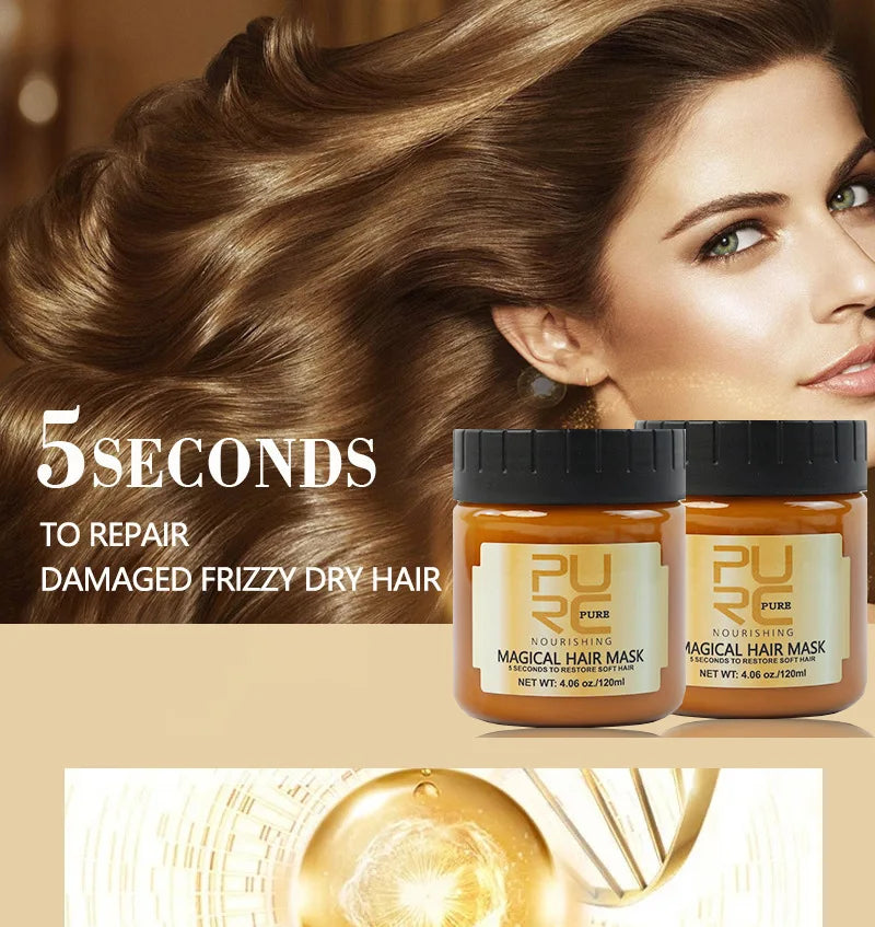 PURC No Steam Hair Mask Intensive Repair Dry Damaged Hair Smooth Silky Anti-Breakage Volumizing Hair Spa Treatment Conditioner