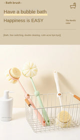 Two Sided Shower Body Brush Silicone Long Handle Bathroom Wash Brush Bathing Massage Back Body Exfoliating Brush Bath Supplies
