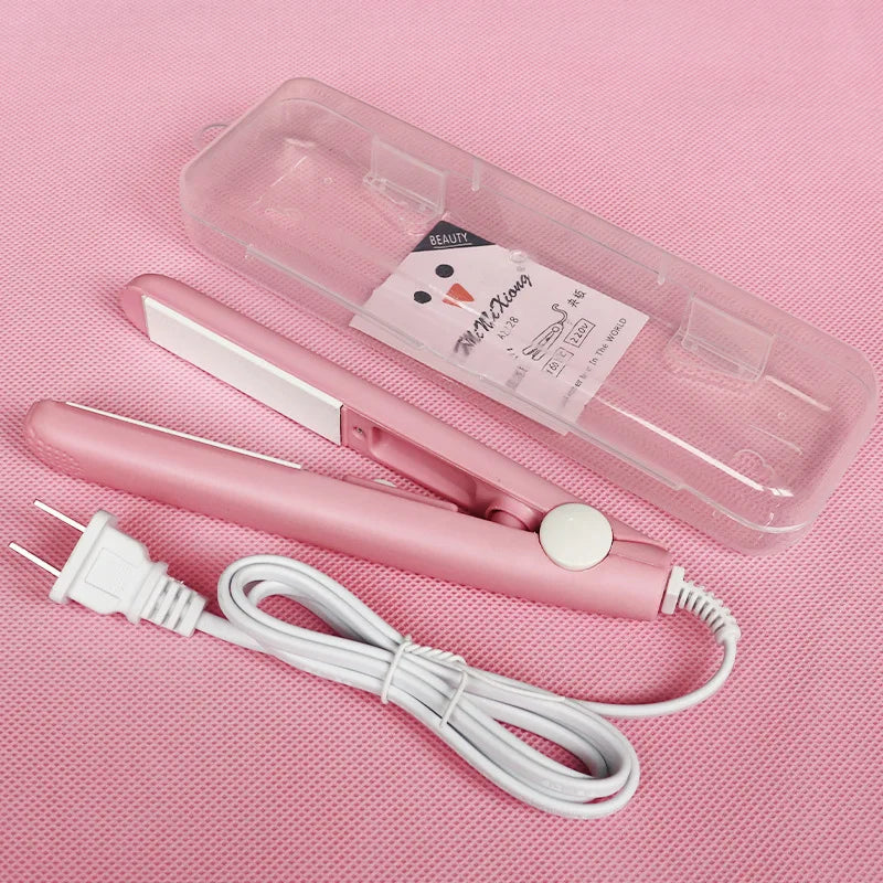 Electric Ceramic Mini Hair Straightener Unisex Portable Flat Iron Wet/Dry Straightening Curling Irons Black FastHeat Hair Curler