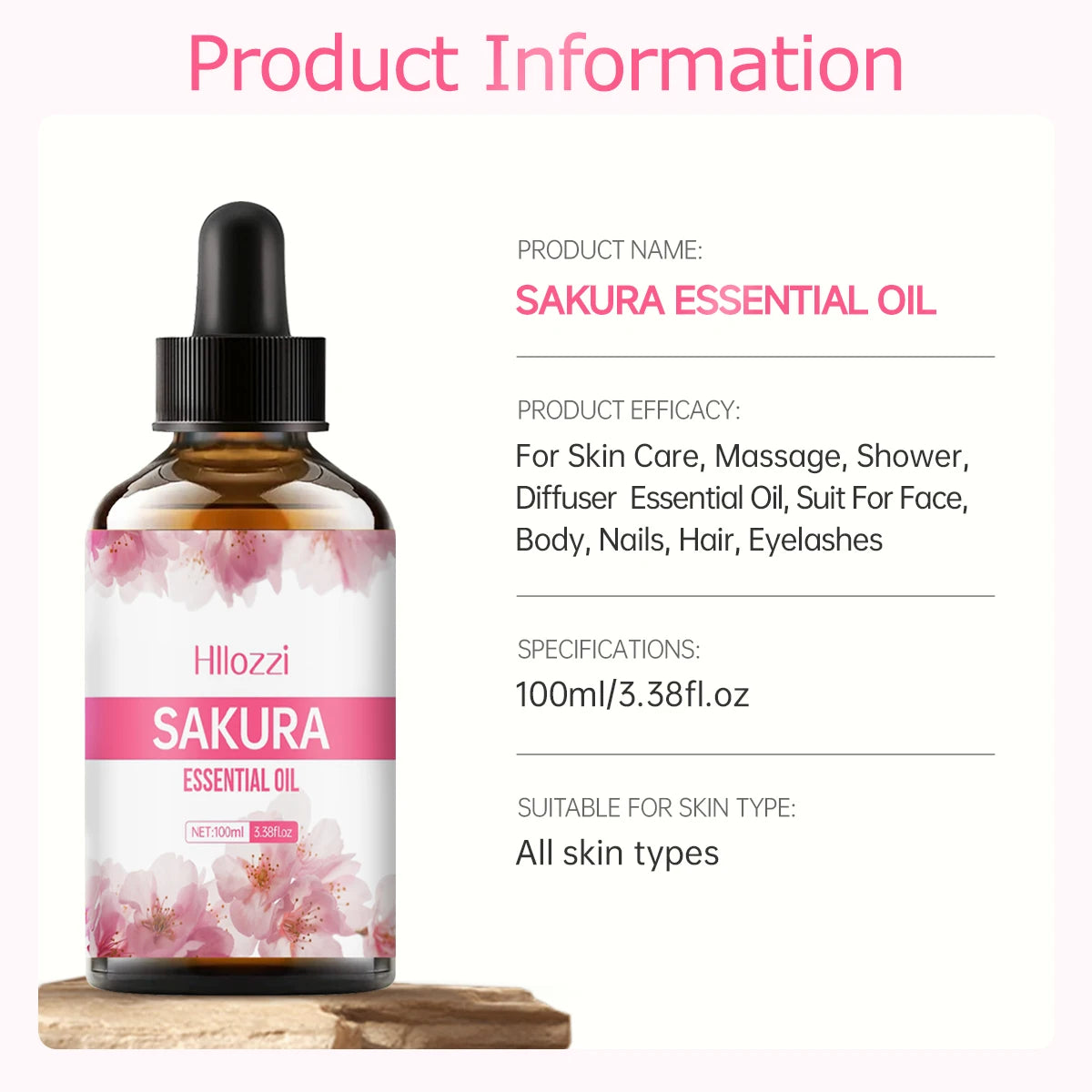 100ml/60ml/30ml Cherry Blossom Essential Oil is suitable for facial skin care, body care, aromatherapy, aromatherapy essential o