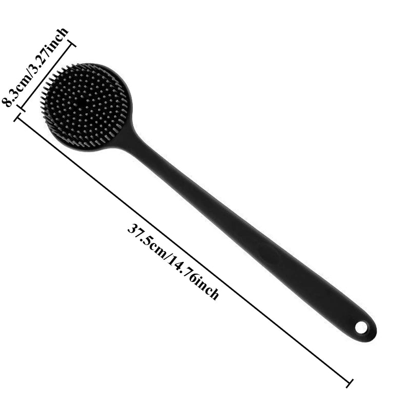 Bath Soft Silicone Back Brush Bath Shower Sponge Scrubbing Brush with Handle Exfoliating Scrub Skin Massager Exfoliating Brushes