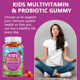 Organic Kids Multivitamin Gummies, with Vitamins A, C, D, E, Zinc, Probiotics, Promotes Digestion and Enhances Immunity