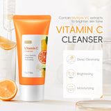 Vitamin C Facial Cleanser Deep Cleansing Moisturizing Blackhead Removal Gentle Foam Hydrating Non-Drying Face Wash Cleanser