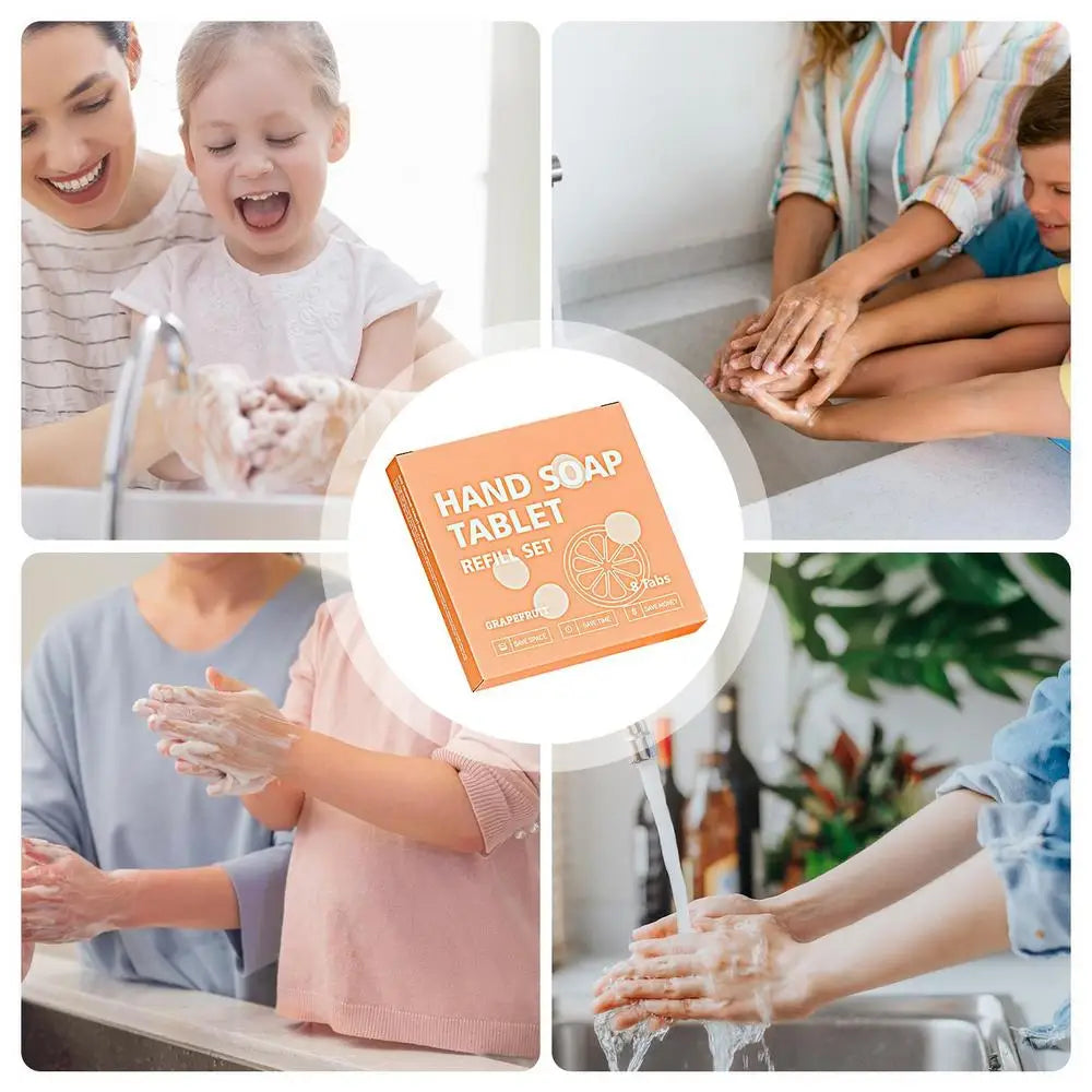 Hand Soap Tablet Refills 8pcs Foaming Hand Wash Tablet Refills Refreshing Fragrance Hand Washing Tool for Business Trip Travel