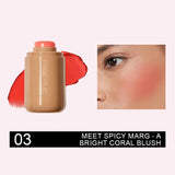 New Blush Stick 3-in-1 Cheek Lip Tinted Moistured Blush Stick Silky Brighten Blush Cream Blusher Cosmetics Tubes Matte Contour