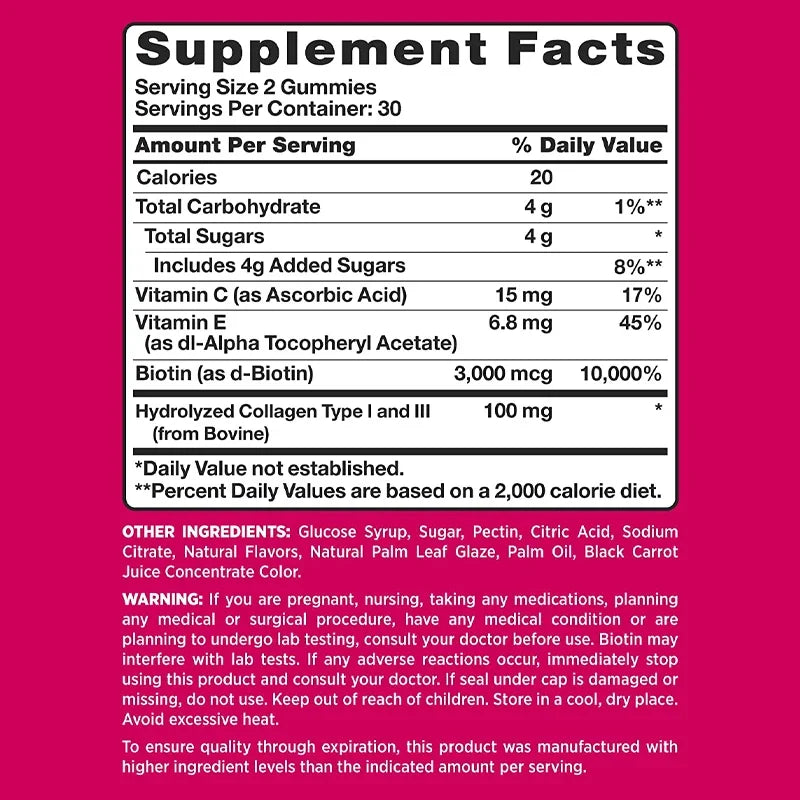 Hair, Skin & Nails Gummies | Hair Vitamins for Men and Women | Biotin SupplementsSupplements