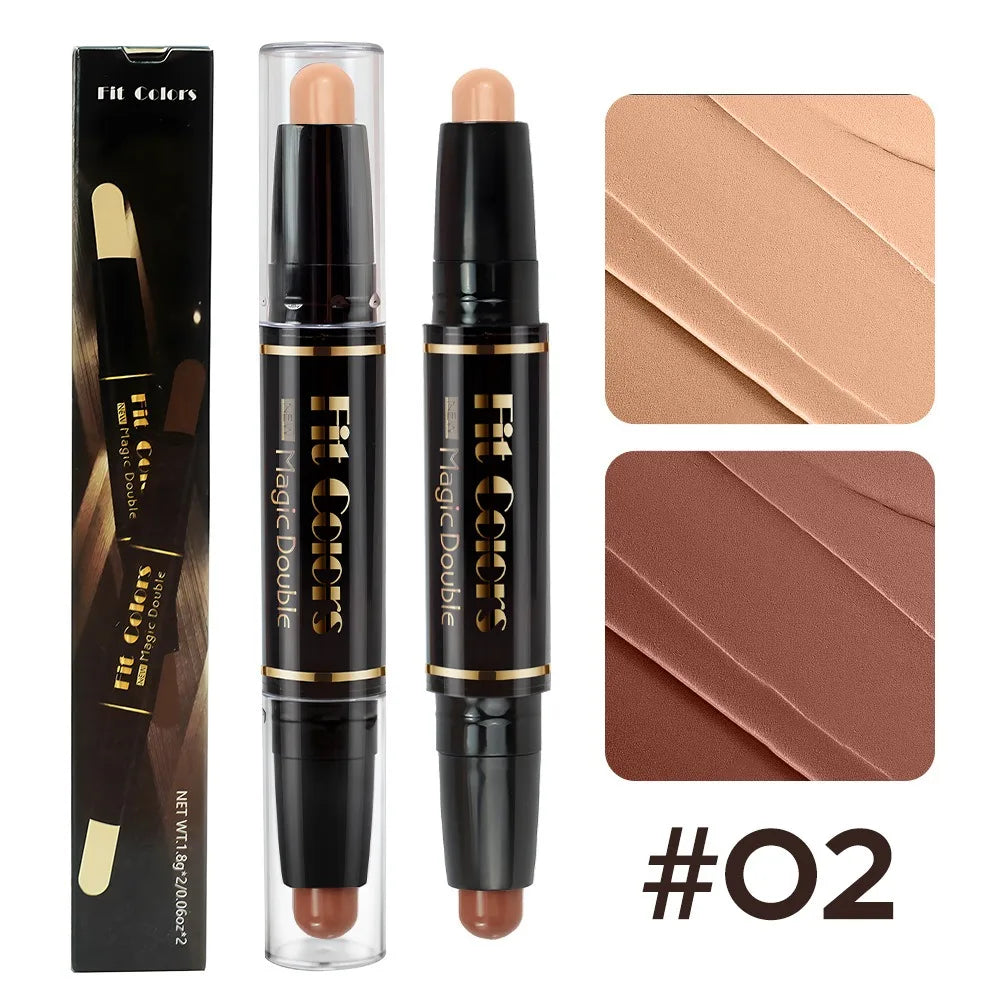 Double-head Highlight Shadow Stick Face Bronzer Contouring Pen Foundation Cream Concealer Makeup Base Beauty Women's Cosmetics