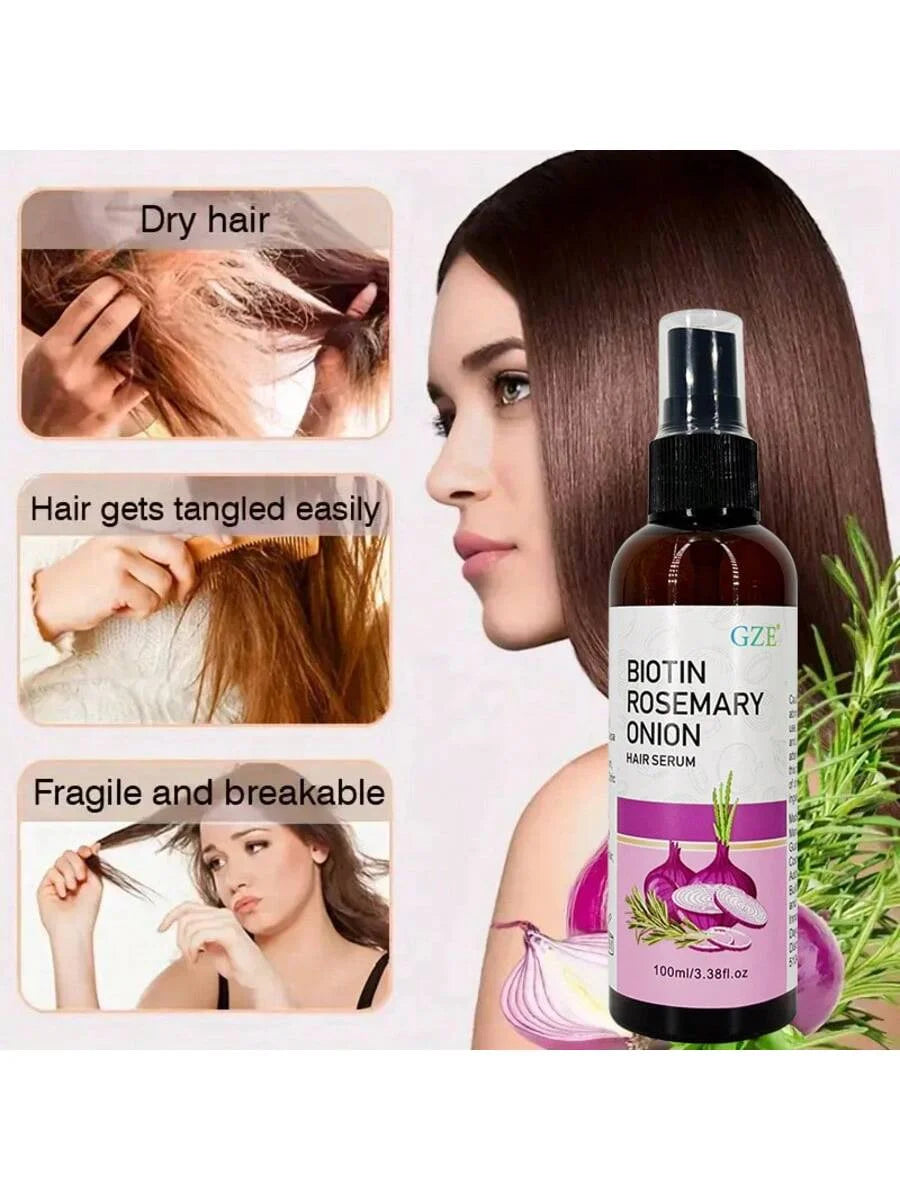 GZE Biotin Rosemary Onion Hair Serum Moisturizing Hair Serum Strong Hair Heat Protection Anti-Breakage For Dry And Damaged Hair