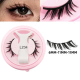 2 Pairs Magnetic Eyelash Natural Look Fluffy False Eyelashes Reusable Magnetic Eyelash Set with Applicator No Glue Need Makeup