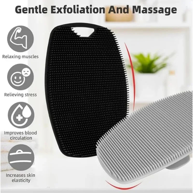 Exfoliating Silicone Brush Cleanser No Slip Handle Body Scrubber Cleans and Massages Skin Bathroom Accessories Bath Brush