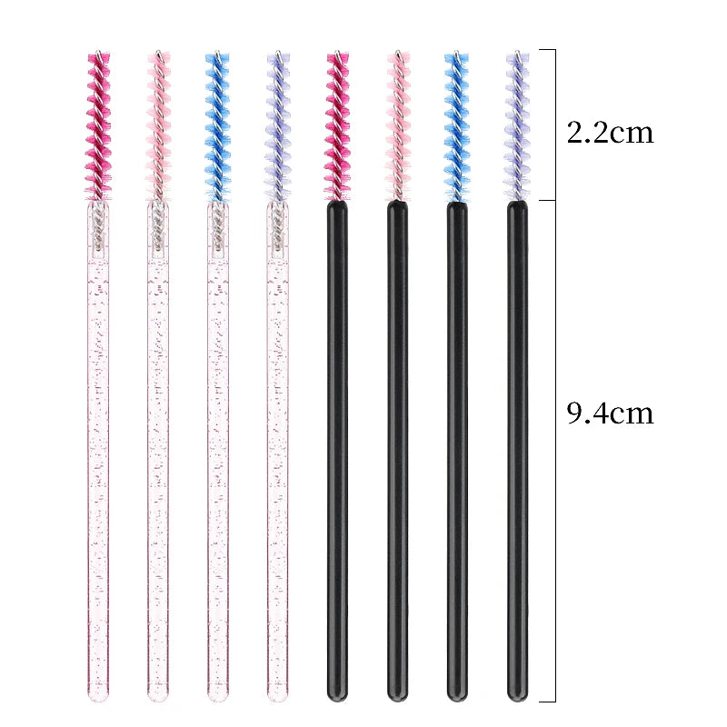50pcs Disposable Eyelash Brush Crystal Eyebrow Comb Eyelashes Lifting Mascara Wand Micro Brushes Lash Extension Makeup Tools