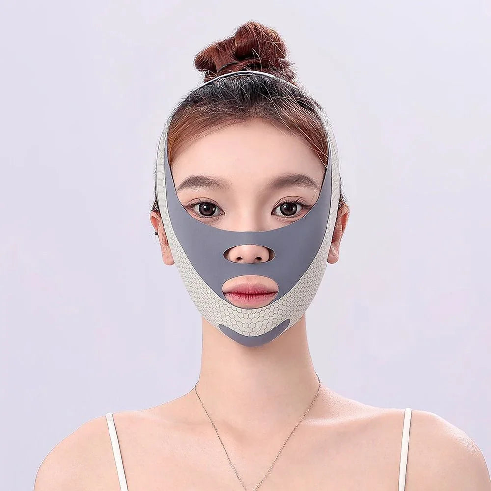 1pc V-Shape Face Sculpting Sleep Mask Breathable Elastic Lifting Tightening Mask Skin Care Slimming Strap Chin Up Mask Woman