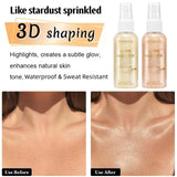 Body Highlighter Spray–Quick-Dry Non-Sticky Shimmer Mist, Fine Glitter for Hair & Skin,Water-Resistant Long-Lasting Summer Glow