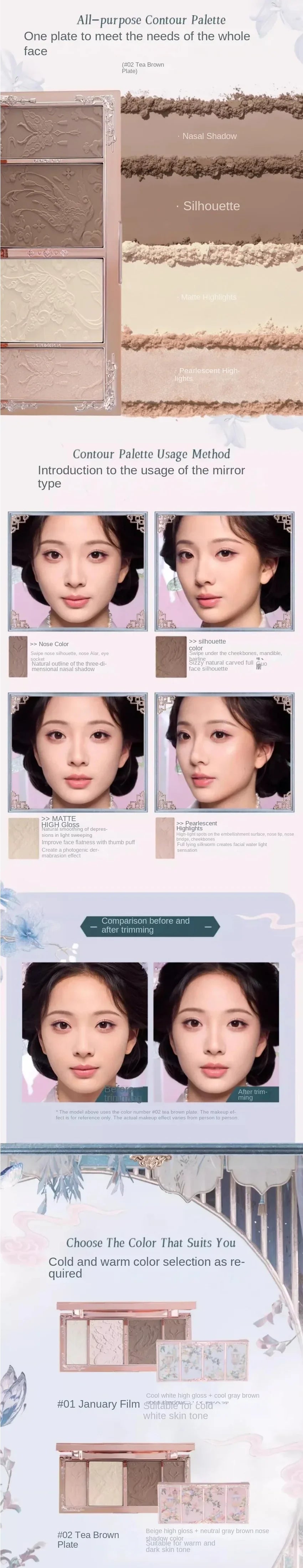 Flower Knows Chocolate Wonder-Shop Highlighter Contour Powder Face Palette For Women Bronzer Illuminator original highend makeup