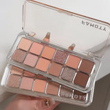 12-Color Low Saturation Eyeshadow Palette All Matte Tea Apricot Eye Makeup Palette Daily Earth Makeup Long Lasting Eye Shadows