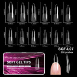 Luxury False Nail Tips Soft Gel Fingertip Semi-matte Capsules Almond French Coffin Full Cover Artificial Fake Nails Extension