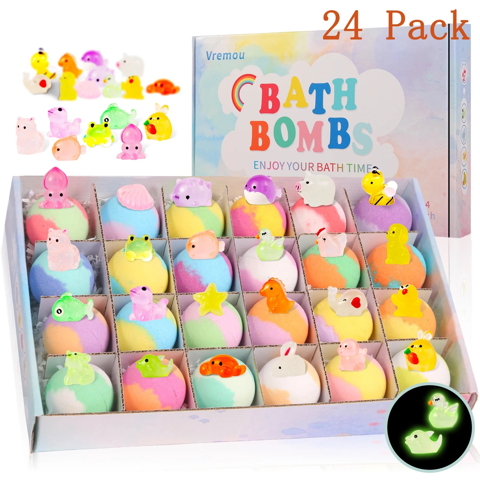 15Pack/24Pack Bath Bombs for Kids with Surprise Inside, Natural Organic Kids Bubble Bath Fizzy for Girls Boys