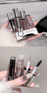 Water Light Mirror Lip Gloss Lasting Moisturizing Cool Black Silver Gray Pearlescent Fine Sparkling Lipstick Lip Oil