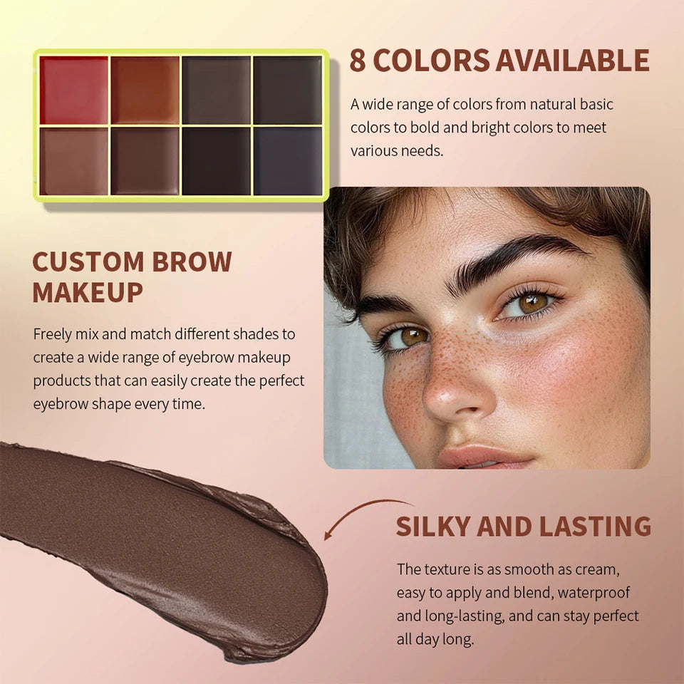 Multi Cream Eyebrow Blush Highlighter Palette Long Wearing Eyeshadow Palette Matte Shimmer Finish With Free Brush & Powder Puff