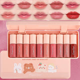 Set of 10 Shimmering Lip Glosses, Easy-To-Apply Lip Glaze, Non-Stick, Non-Fading, Moisturizing, Shiny Lip Gloss, Glass Lip Gloss with Fine Shimmer and Pearlescent Effect
