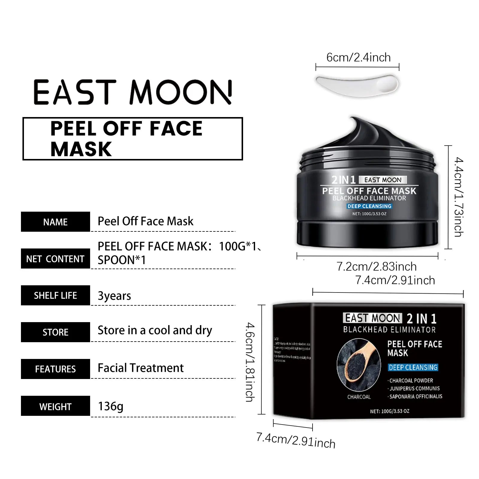 Bamboo Charcoal Blackhead Remover Mask Purifying Shrink Pore Deep Cleansing Oil Control Exfoliator Peel Mud Mask Skin Care