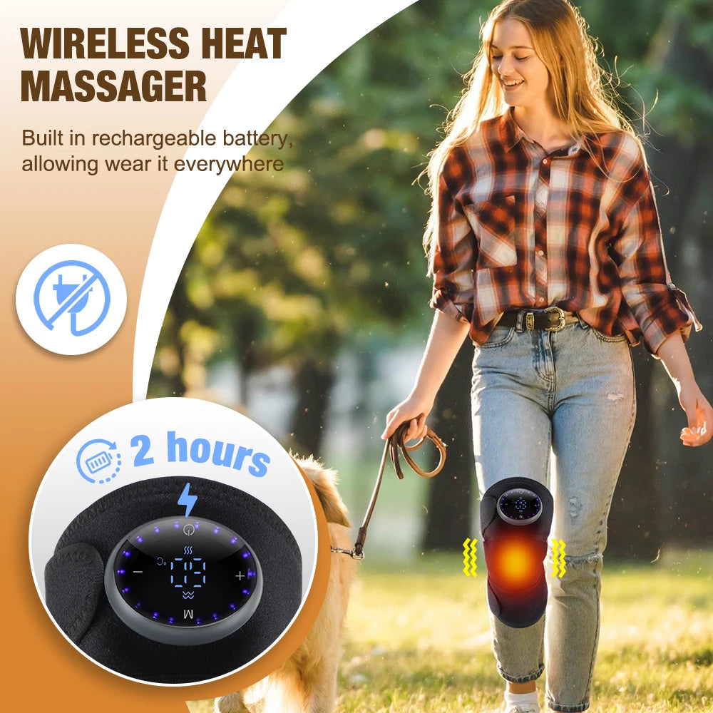 Rechargeable Knee Massager 3 Gear Vibration Massage Adjustable Shoulder Brace Electric Heating Pads Leg Knee Warmer