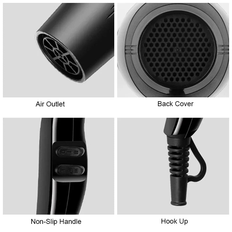 2200W Hair Dryer Professional Powerful Hair Dryer Fast Heating Hot and Cold Adjustment Ionic Air Blow Dryer with Air Collecting