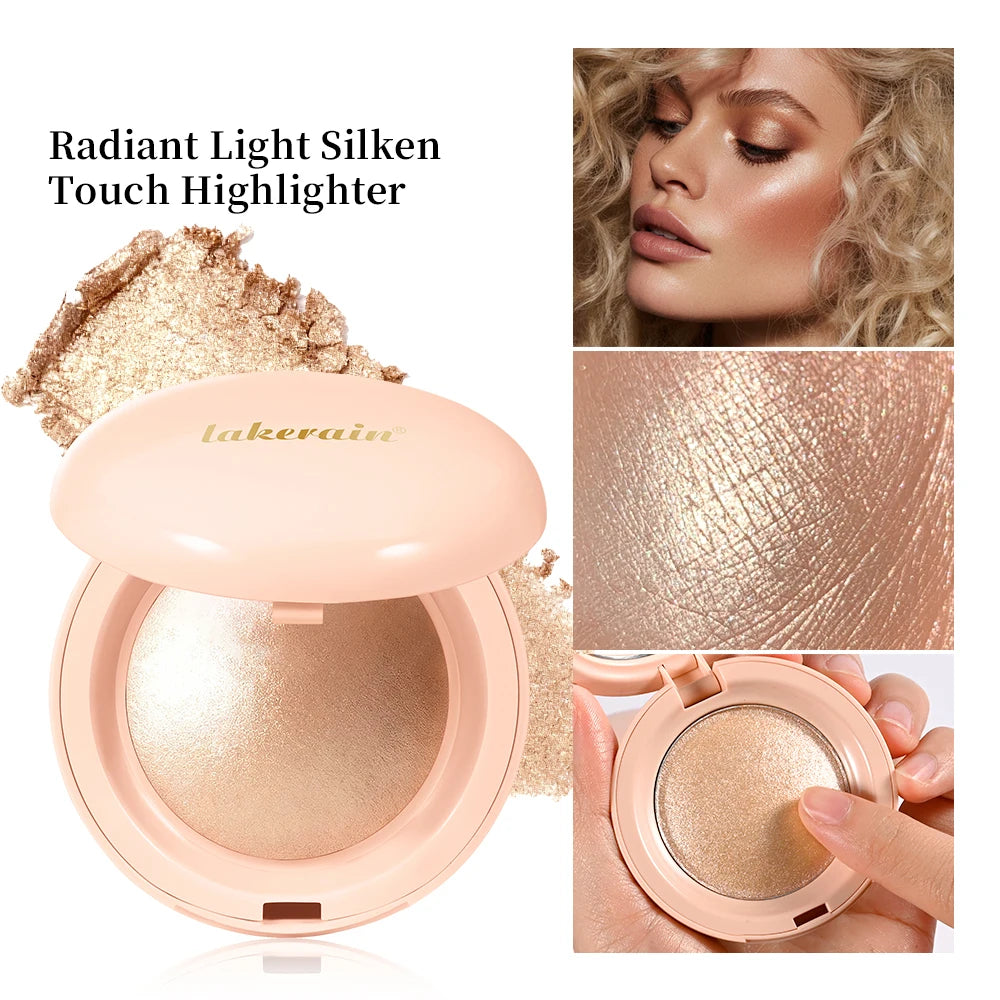 LongLasting Waterproof Face Highlighter Powder Instant Silky Skin Glow Baked Shimmer Illuminator Makeup Contouring Glitter