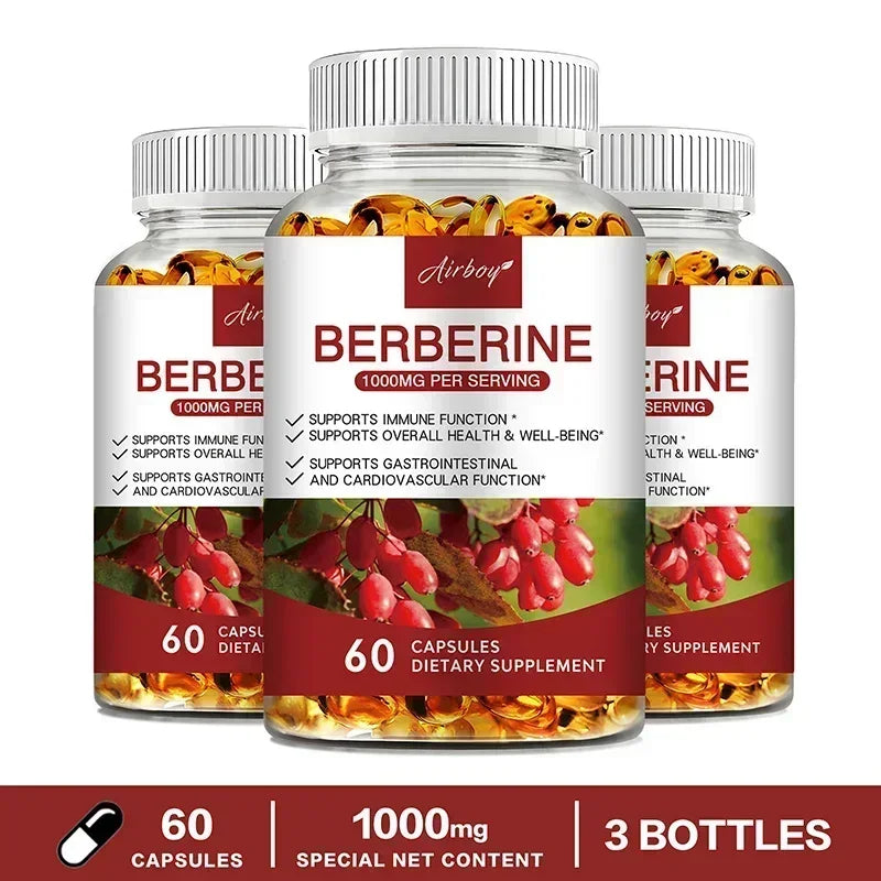 Berberine Capsules - Support Overall Health and Immune Function, Promote Digestion, Enhance Energy, Anti-oxidant and Anti-aging